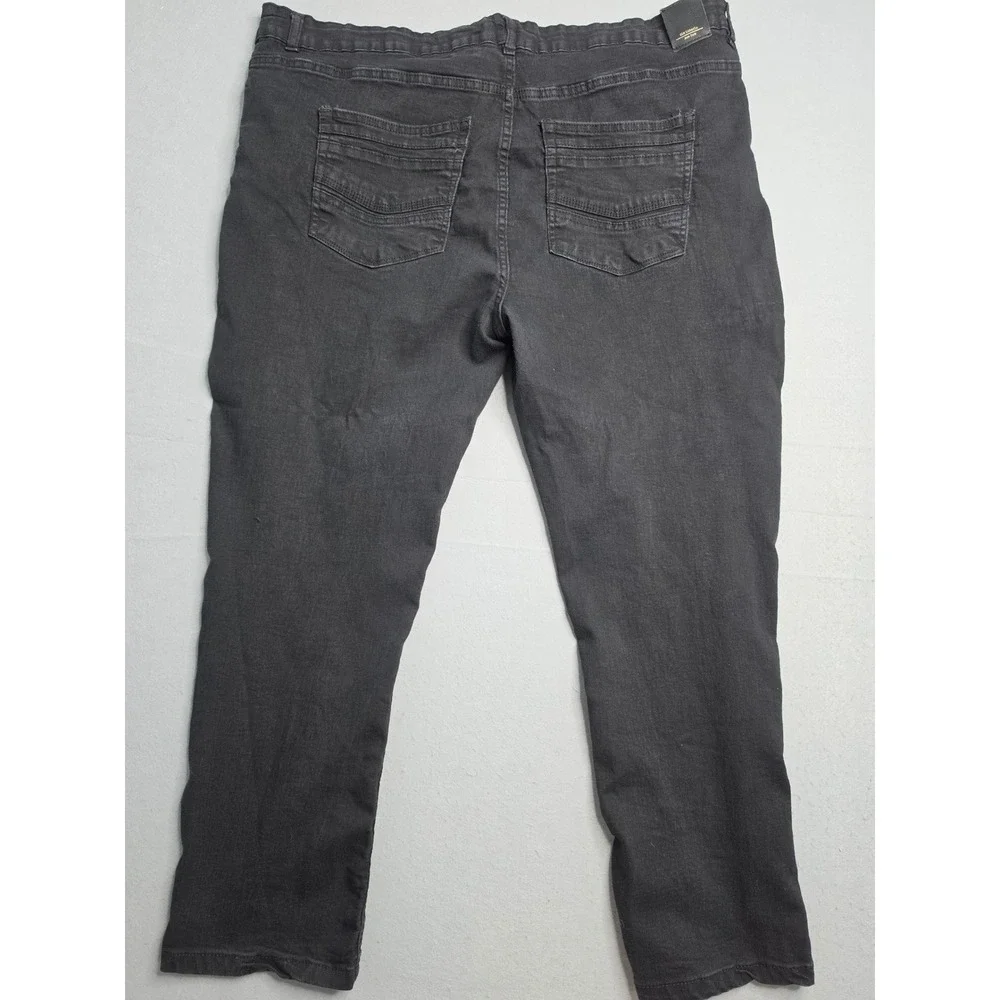 Six Lincoln New York Jeans Men's 46x30 Black Denim Stretch Slim Fit Straight Leg